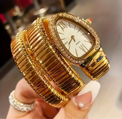 Luxury Women’s Snake Watch with Crystal Bezel