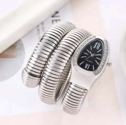 Luxury Women’s Snake Watch with Crystal Bezel