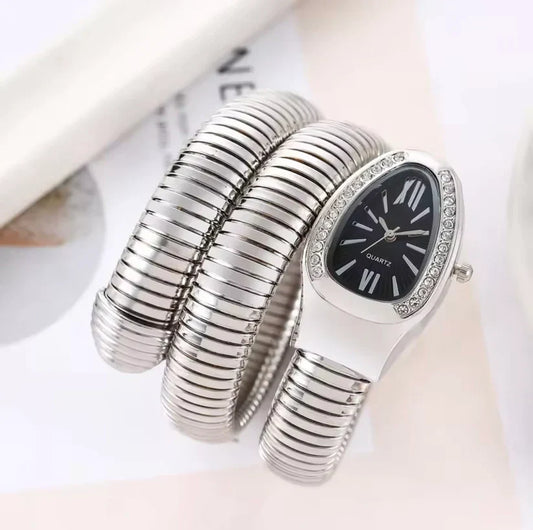 Luxury Women’s Snake Watch with Crystal Bezel