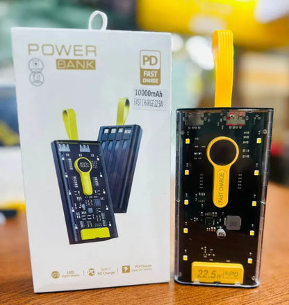 Premium Transparent 10000mAh Power Bank Quick Charge Technology