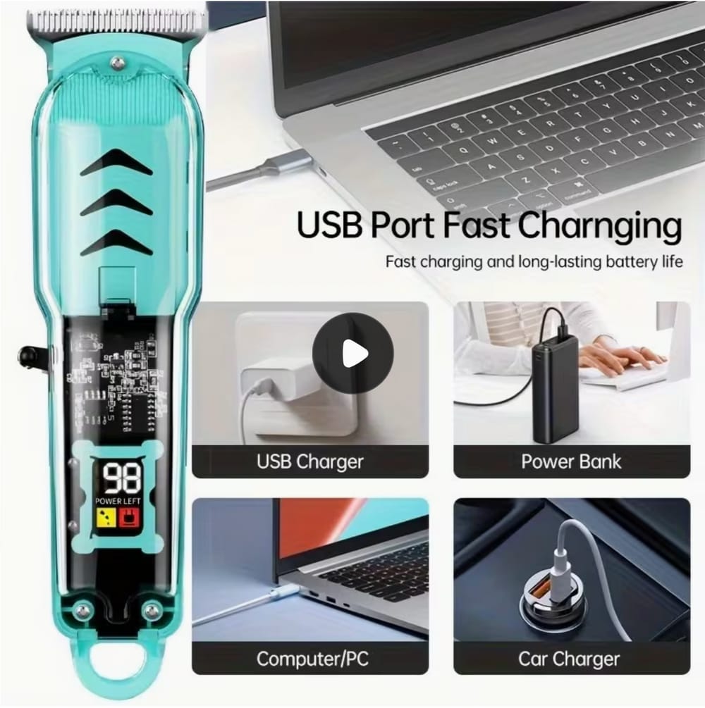 Professional T-Blade Hair Trimmer for Men with Adjustable Combs