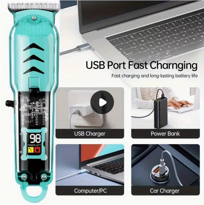 Professional T-Blade Hair Trimmer for Men with Adjustable Combs