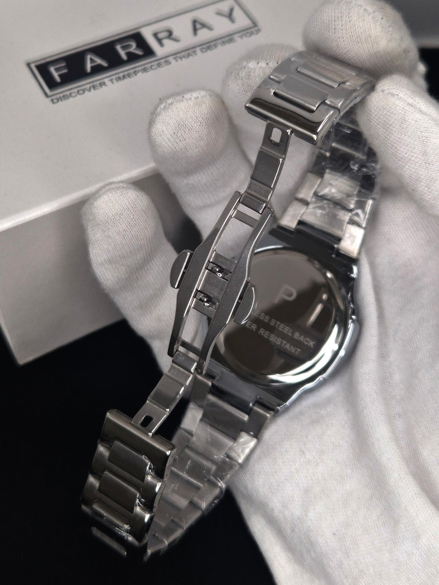 Luxury Stainless Steel Watch with Textured Dial